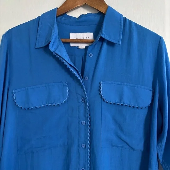 The Shirt Rochelle Behrens Mini The Pom Pom Button Front Shirt Large - Picture 3 of 7